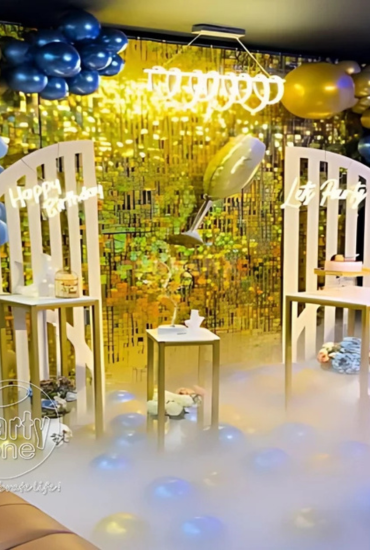 Birthday decoration with golden colour background