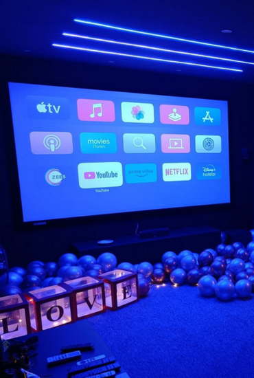 Private movie screening theatre setup